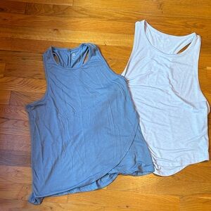 2 GAP Fit Blue T Back Workout Tank Tops